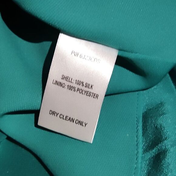 PARKER kelly green 100% silk peplum blouse XS - Picture 6 of 7